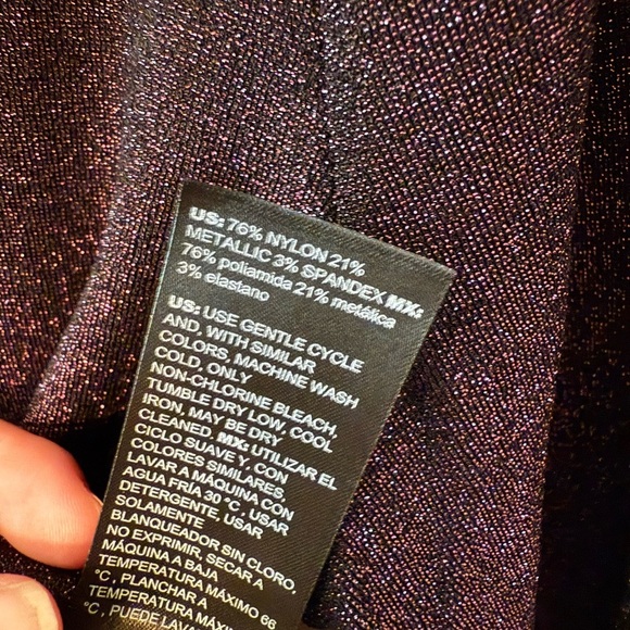 NWT White House Black Market Large Sparkle Knit Top Plum Metallic - Picture 4 of 6